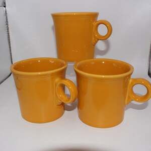 Set of 3 Butterscotch Fiesta Ring Handle Mugs